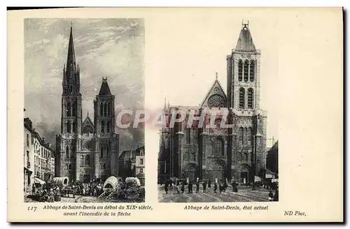 Cartes postales Abbaye de Saint Denis au Debut du 19eme Etat actuel