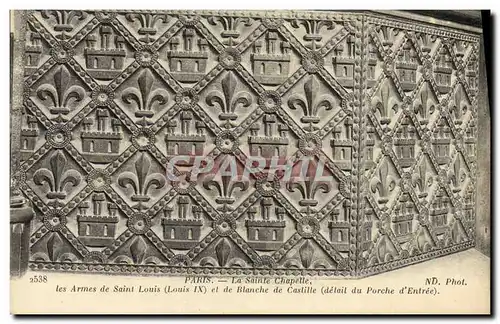 Cartes postales Paris La Sainte Chapelle Armes de Saint Louis et de Blanche de Castille