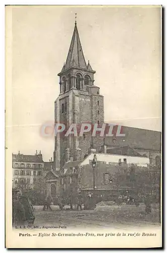 Cartes postales Paris Egllise St Germain des Pres Vue Prise de la Rue de Rennes