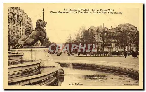 Ansichtskarte AK Paris Bel Air Picpus Place Daumesnil La fontaine et le boulevard de Reuilly Lion