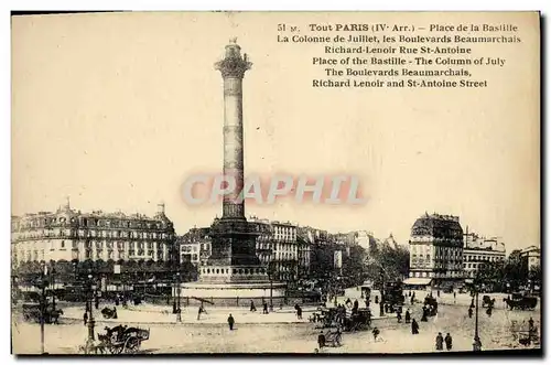 Cartes postales Paris Tout Place de la Bastille La Colonne de Juillet