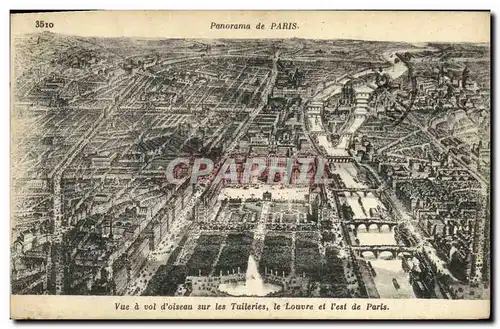 Ansichtskarte AK Paris Panorama Vue a vol d oiseau sur les Tuileries le Louvre et l est de Paris