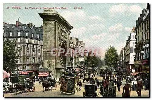 Cartes postales Paris La Porte et le Boulevard Saint Denis