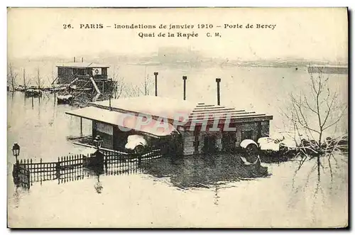 Cartes postales Paris Inondations de Janvier Porte de Bercy Quai de la Rapee