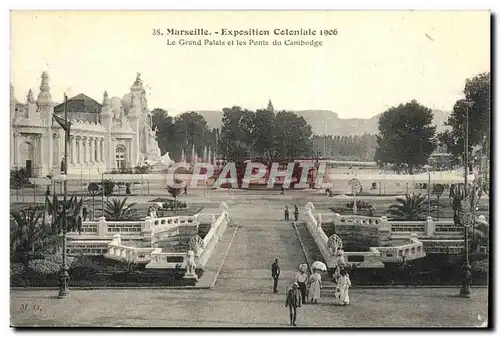 Ansichtskarte AK Marseille Exposition Coloniale 1906 Le Grand Palais et les Ponts du Cambodge