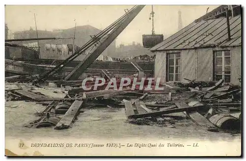 Cartes postales Inondations de Paris Les degats Quai des Tuileries