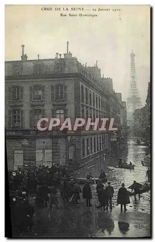 Cartes postales Crue de la Seine Rue Saint Dominique Tour Eiffel