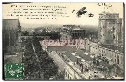 Ansichtskarte AK Vincennes L Aeroplane Henri Farman pilote par Fequant et le capitaine Marconnet