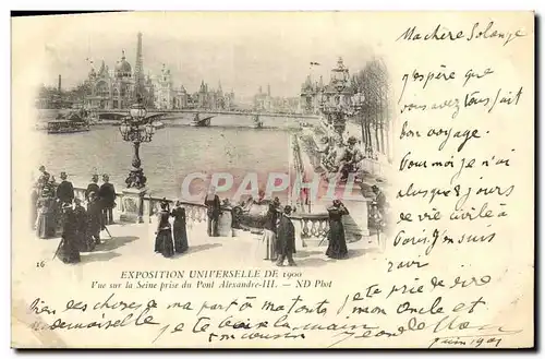 Cartes postales Exposition Universelle De 1900 Paris Vue sur la Seine prise du Pont Alexandre lll tour Eiffel