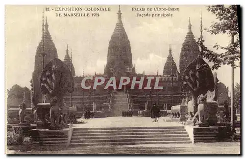 Cartes postales Exposition Coloniale de Marseille 1922 Palais de l Indo Chine Facade Principlae