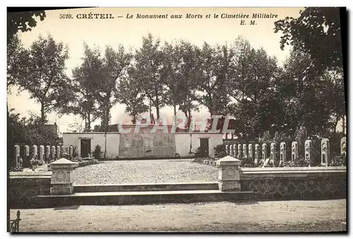 Cartes postales Creteil Le Monument aux Morts et le Cimetiere Militaire Militaria