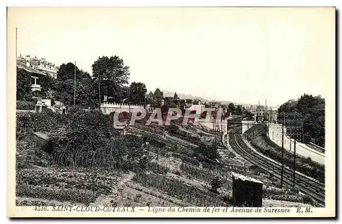 Cartes postales Saint Cloud Coteaux Ligne du Chemin de fer et Avenue de Suresnes