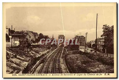 Cartes postales Saint Cloud Coteaux Avenue de Suresnes et Ligne du Chemin de fer