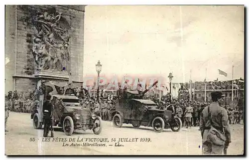 Cartes postales Les Fetes de la Victoire 14 Juillet 1919 Les autos mitrailleuses Tank