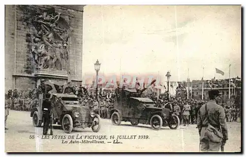 Cartes postales Les Fetes de la Victoire 14 Juillet 1919 Les Autos Mitrailleuses Tank Militaria