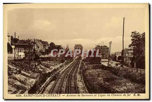 Cartes postales Saint Cloud Coteaux Avenue de Suresnes et Ligne du Chemin de fer