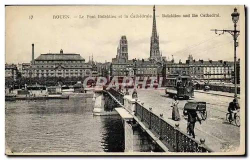 Cartes postales Rouen Le Pont Boleldieu et la Cathedrale Tramway