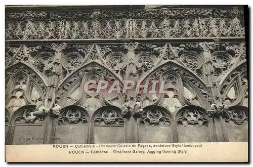 Cartes postales Rouen Cathedrale Premiere galerie de facade dentelure style flamboyant