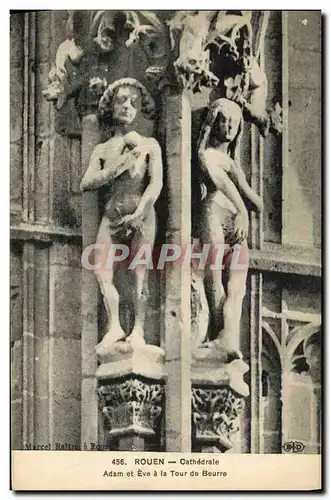 Cartes postales Rouen Cathedrale Adam et Eve a la Tour de Beurre