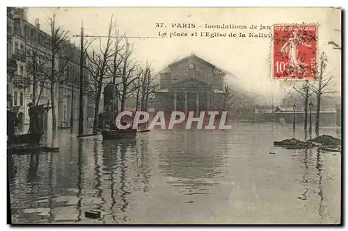 Cartes postales Paris Inondations de janvier 1910 La Place et l Eglise de la Nativite