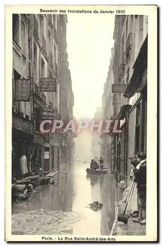 Cartes postales Souvenir des Inondations de Janvier 1910 Paris La Rue Saint Andre des Arts