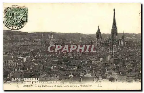 Cartes postales Rouen La Cathedrale et Saint Ouen vue du Transbordeur