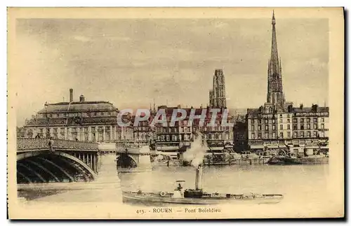 Cartes postales Rouen Pont Boieldieu Bateau