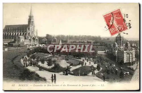 Cartes postales Rouen Ensemble de Bon secours et du Monument de Jeanne d Arc