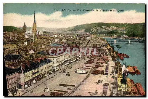 Cartes postales Rouen Vue d ensemble de la Seine et des Quais