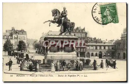 Cartes postales Rouen Place de l Hotel de Ville Statue de Napoleon l er