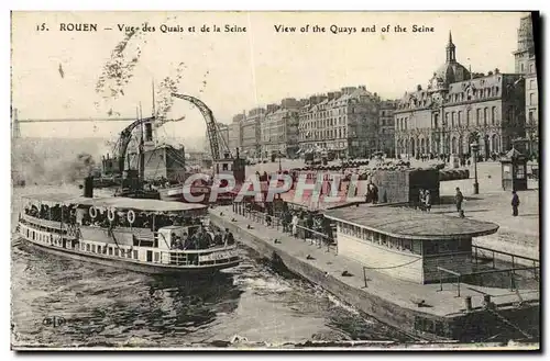 Cartes postales Rouen Vue des Quais et de la Seine Bateau