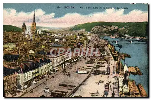 Cartes postales Rouen Vue d ensemble de la Seine des Quais