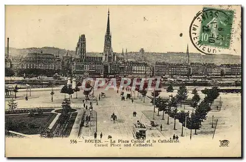 Cartes postales Rouen La Place Carnot et la Cathedrale