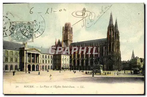 Cartes postales Rouen La Place et l Eglise Saint Ouen