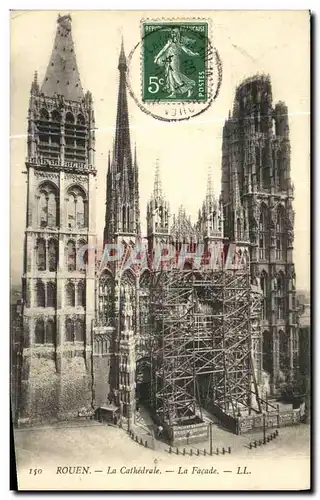 Cartes postales Rouen La Cathedrale La Facade echafaudages