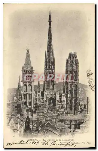 Cartes postales Rouen Les Fleches de La Cathedrale