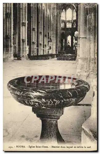 Cartes postales Rouen Eglise Saint Ouen Benitier Dans Lequel se reflete la nef