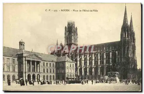 Cartes postales Rouen Place de L Hotel de Ville