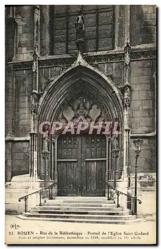 Cartes postales Rouen Rue de la Bibliotheque Portail de L eglise Saint Godard