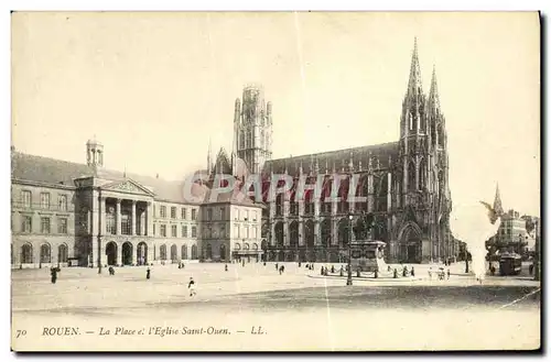 Ansichtskarte AK Rouen La Place et L Eglise Saint Ouen