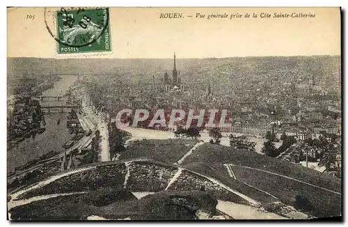 Cartes postales Rouen Vue Generale Prise de la Cote Sainte Catherine