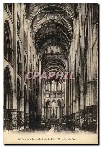 Cartes postales Rouen La Cathedrale Grande Nef