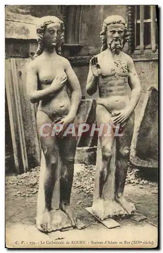 Cartes postales Rouen La Cathedrale de Statues d Adam et Eve