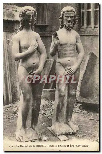 Ansichtskarte AK Rouen La Cathedrale Les Statues d Adam et Eve