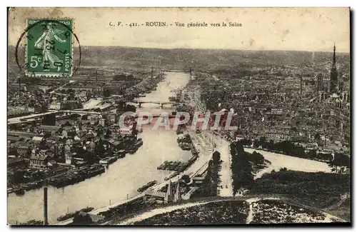 Cartes postales Rouen Vue Generale Vers la Seine