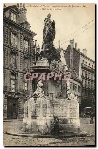 Ansichtskarte AK Rouen Fontaine et statue commemorative de Jeanne d Arc Place de la Pucelle