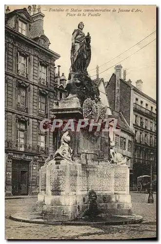 Cartes postales Rouen Fontaine et statue commemorative de Jeanne d Arc Place de la Pucelle