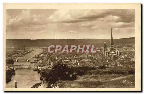 Cartes postales Rouen Panorama sur le Seine et la ville vers la cathedrale