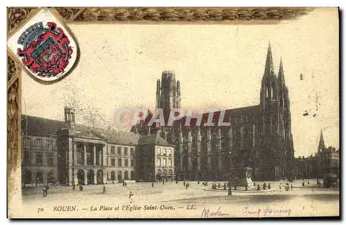 Cartes postales Rouen La Place et L Eglise Saint Ouen