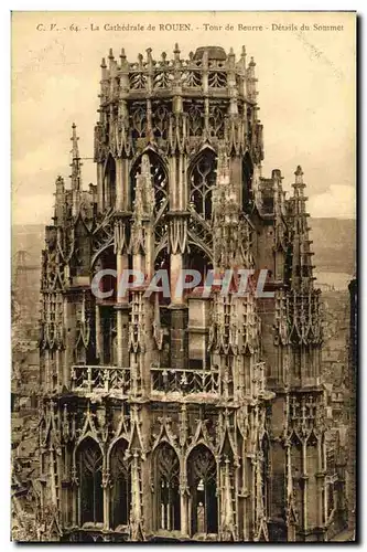 Cartes postales Rouen La Cathedrale Tour de Beurre Details du sommet